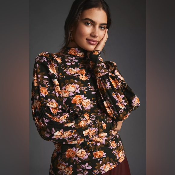 By Anthropologie Tiered-Sleeve Turtleneck Ruffled Long Sleeve Blouse - Picture 6 of 9